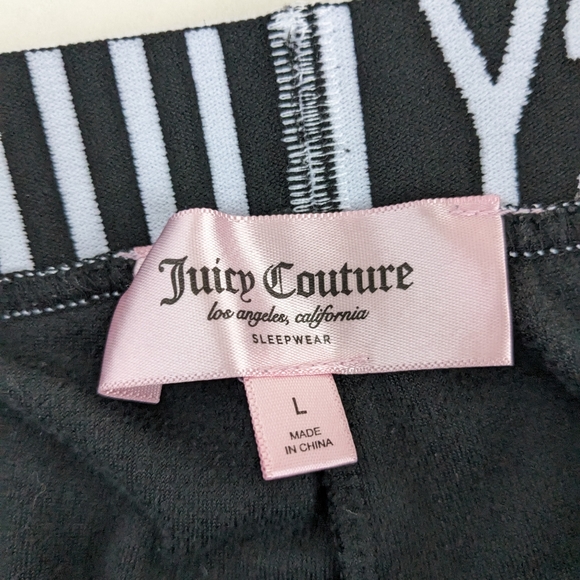Juicy Couture Black Velvet Rhinestone Sleep Pajama Shorts Sz L - Picture 4 of 5
